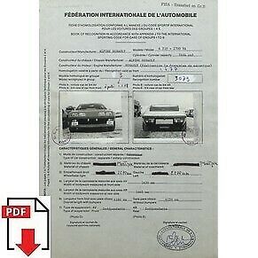 1977 Alpine Renault A310 V6 FIA homologation form PDF download (F.I.S.A.)